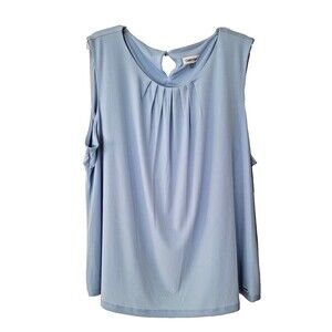 Calvin Klein Women's Plus Size Sleeveless Blue Pleated-Neck Top 3X New w Tags